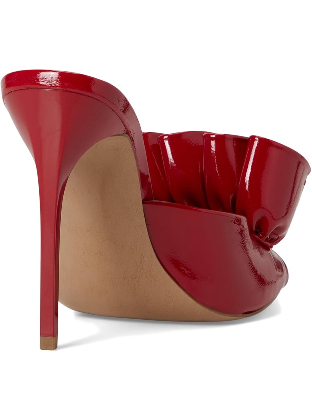 Steve Madden Red Patent High Heel Mule with Ruched Bow
